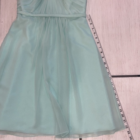 David’s Bridal Y-Neck Ruched Bodice Short Dress 4 - Picture 13 of 14